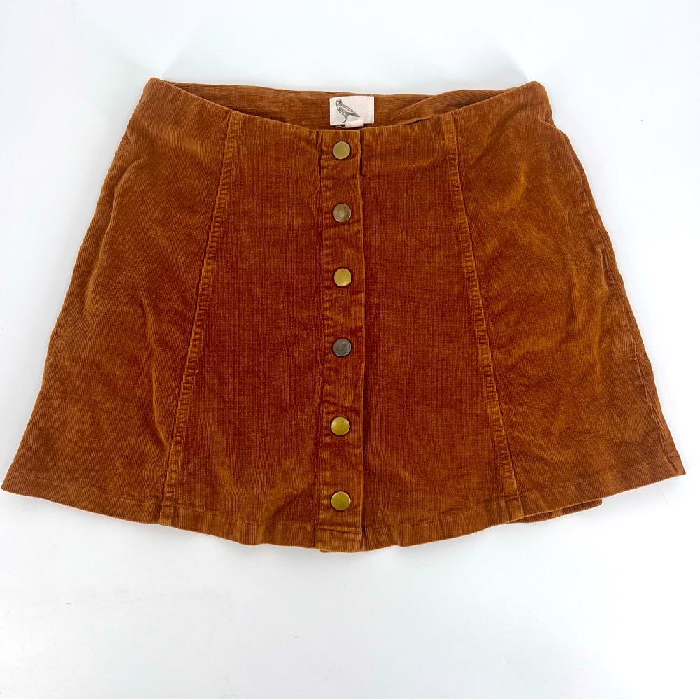 Anthropologie White Crow Corduroy Button-Front Mini Skirt Size M - Picture 2 of 8